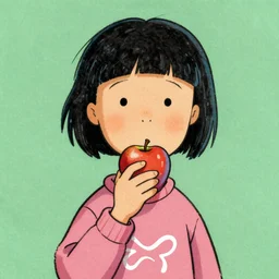 a girl eating an apple by dr. suess