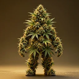 full body shot, curly cannabis head, hemp body, marijuana hero, weed hat, cinematic volumentric lighting, golden ratio, behance hd, hyper detailed, octane render, perfect symmetry, perfect composition