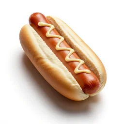 vintage hot dog, professional product shot, isolated on a pure white background, centered, entire object in frame, sharp focus, soft studio lighting