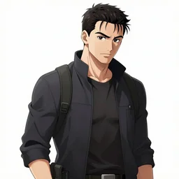 G-man from half-life in manga anime style