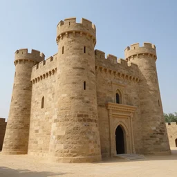 open angle photo of a castle made of sandstone,