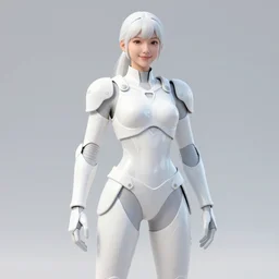 8 k redshift render of battle angel in real life, beautiful, smiles, white plastic armour, high fashion, full body shot, dynamic lighting, passionate, magazine cover, cinematic, highly detailed, sharp focus, art by artgerm and greg rutkowski