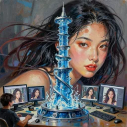 torus shaped electrostatic water condensation collector tower 10,100 dorks making pictures on the computer, wow i am artist now, award wining spelling bee champion, Poster artwork. Rendering of Morena Baccarin. Beautiful. we are the champions perfect, realistic oil painting of close-up japanese idol girl face, by an American professional senior artist, Hollywood concept, dynamic composition and motion, postproduction