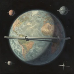 retro science fiction outer space planet muted colors bycharlie bowater