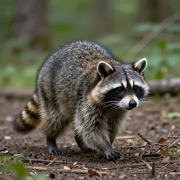 raccoon walks in the woods, trending on artstation, 30mm, by Noah Bradley