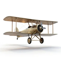 art deco biplane, stylized 3d render, isolated on a pure white background, centered, entire object in frame, sharp focus, soft studio lighting