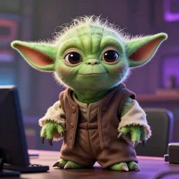 young yoda as streamer on twitch