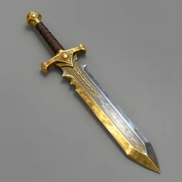 a concept art of an aztec iron and gold rectangle serrated sword, weapon, trending on artstation
