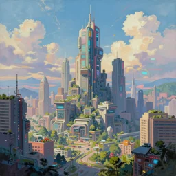 a beautiful painting of a stunning biopunk city in a wonderful landscape, by beeple and dan mumford, dreamy cyberpunk city, highly detailed, artstationhq