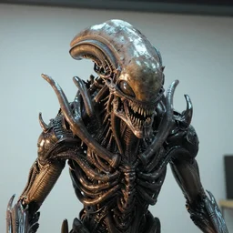 photo taken of an epic intricate, ultra detailed, super realistic gritty, lifelike sculpture of a nightmarish hellish alien ghoulish creature created by weta workshop, zoomed in shots, photorealistic, sharp focus, white wall coloured workshop, cold colour temperture, f 0. 4, face centred, golden ratio, golden hour