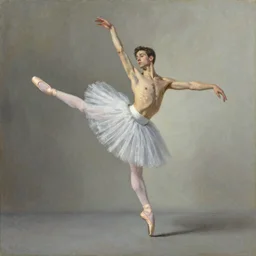 palette knife oil painting of a leaping male ballet dancer, extreme detail, style by Leonid Afremov and Degas, artstation, artgerm, deviant art, octane, Substance, art history, photo realistic