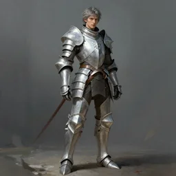warrior in light armor, gray hair, fantasy, cinematic, stunning, highly detailed, digital painting, artstation, soft focus, ominous lighting, full body shot, illustration, art by raf grassetti and hugo richard