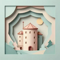 abstract geometric art, optical illusion, silo, shapes and colours, paper cut out, sense of depth, pastel colour palette, just beautiful