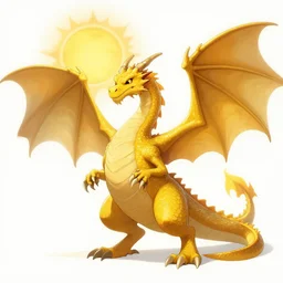 a yellow dragon protecting the sun, modernism, fantasy art, digital art, trending on artstation, ultra detailed