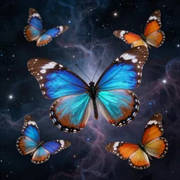 beautiful hyperdetailed butterflies floating thru nebulous star dust in space 8 k hyperdetailed photorealism