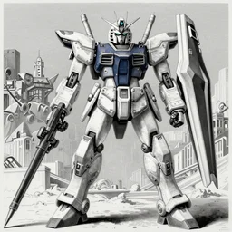 gundam mecha robot megaman transformer victory saber, high details, masterpiece engraving by takato yamamoto, gustave dore, jean giraud