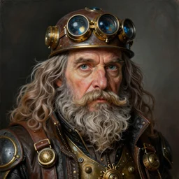 portrait painting of a jolly dieselpunk rubeus hagrid, sharp focus, award - winning, beautiful eyes, perfect eyes, trending on artstation, masterpiece, highly detailed, intricate. art by josan gonzales and moebius and deathburger