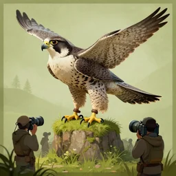 concept art of a gyrfalcon for a nature observation game