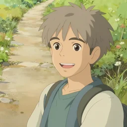 young man with short, ash blond greyish hair, light brown eyes, casual clothes, relaxing, happy, path traced, highly detailed, high quality, digital painting, by studio ghibli and alphonse mucha, leesha hannigan, beautiful details, soft and warm