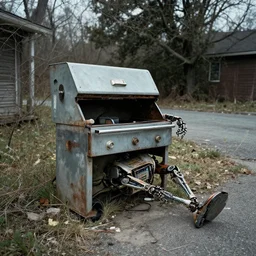 WHAT IS THIS WEIRD ABANDONED ALIEN BROKEN GRILL dead robot ON MY DRIVEWAY?