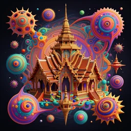 a hyperdetailed painting vibrant vectors forming impossible interdimensional shapes that transcend space and time, ambient occlusion, 3 d model, quantum fractals, magic realism inspired by psychadelia and ancient architecture of thailand, trending on artstation,