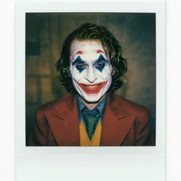 willem dafoe as the joker from the dark knight by lee jeffries, big smile, polaroid, 3 3 mm, professional color, graded