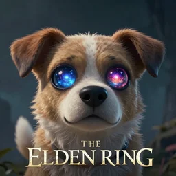 beautiful cinematic fantasy poster, cartoon dog. beautiful glowing galaxy eyes, hybrid from The Elden Ring and art direction by Darius Zawadzki ;by artgerm; wayne reynolds art station; cinematic quality character render; low angle; ultra high quality model; production quality cinema model