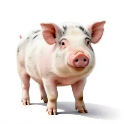 watercolor style piglet, studio photography, full body, isolated on a pure white background, centered, entire subject in frame, sharp focus, soft studio lighting