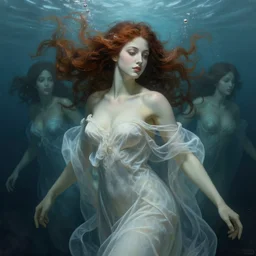 hyperdetailed underwater portrait of seductive ggoddess in a robe. by greg rutkowski, highly detailed, digital painting, artstation, smooth, sharp focus illustration, artstation hq. intricate, elegant. art by wlop and artgerm and greg rutkowski, alphonse mucha, medium shot. dan mumford, tomokazu matsuyama, takato yamamoto