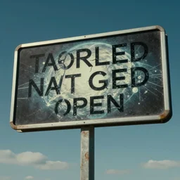 an alien sign board on a distant planet with strange alien text, ultra detailed, photo realistic, cinematic, by stanley kubrick