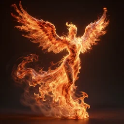mid shot render of an ethereal ghost like phenix fluid simulation in houdini and fumefx dancing in flame and fire robes and silk veils by ilm, paolo roversi, nick knight, gill elvgren, beautiful futuristic simplified form distorted by turbulent movement, dark studio background, deep color, trending on artstation, hyperrealism, matte painting, dutch golden age, fine detail, zbrush central