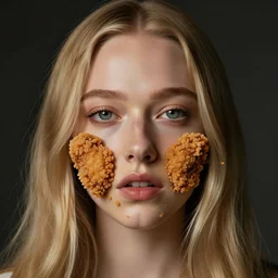 a face made of fried chicken, fried chicken face looking like amanda seyfried