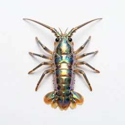 9 0 mm studio photograph tiny, abstract iridescent metallic giant isopod. from a distance against a white background. centered in frame