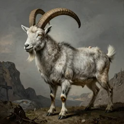 the devastating wise goat, fantasy, h.p. Lovecraft, highly detailed, Francisco de Goya, HD, 8k