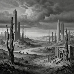 a blighted hellscape in the style of hieronymus bosch