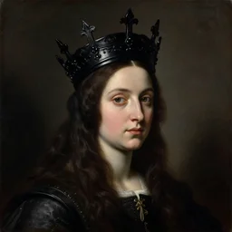 The portrait of Lady in black wax crown by Carriera Rosalba, dark fantasy, witcher, very detailed oil painting, masterpiece, 8k