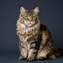 A sitting maine coon cat in style of Klimt