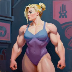 greg manchess portrait of margot robbie as thick female bodybuilder zarya from overwatch in disco elysium, 1 3, epic grimdark, fantasy, medium shot, asymmetrical, profile picture, organic painting, sunny day, matte painting, bold shapes, hard edges, street art, trending on artstation, by huang guangjian and gil elvgren and sachin teng