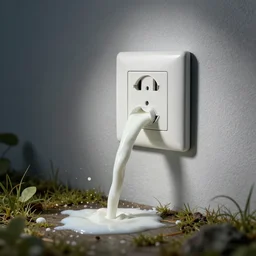 milk pours out of electrical socket