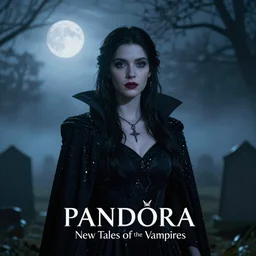 Captivating solemnly, PANDORA, New Tales of the Vampires character, portrait, Highgate cemetery, fog, volumetric lighting, beautiful, blueish moonlight, sharp focus, ultra detailed, cgsociety