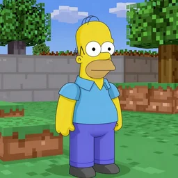 A still of Homer Simpson in Minecraft (2011)