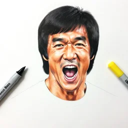 a portrait of bruce lee screaming by mcbess, drawn with black and yellow permanent marker