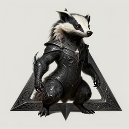 anthropomorphic triangle in edgy darkiron badger demon, intricate, elegant, highly detailed animal monster, digital painting, artstation, concept art, smooth, sharp focus, illustration, art by artgerm, dwayne barlowe, trending on artstation and greg rutkowski and alphonse mucha, 8 k