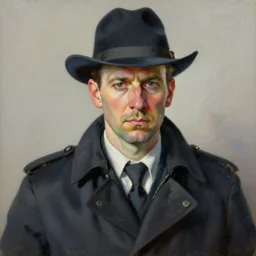 high quality high detail painting by lucian freud, hd, portrait of detective