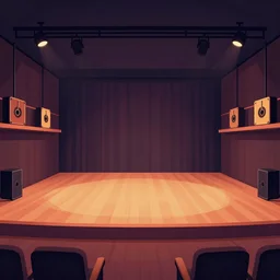 2 d empty music venue, design, vector art, digital art, portrait, 4 k, 8 k, sharp focus, smooth, illustration, room, concept art