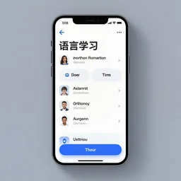 sketch of a language learning mobile app with ux elements, easy to use, modern, good looking, trending, efficient