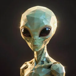 alien portrait. concept art. low poly