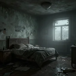 Abandoned hospital room, gloomy and foggy atmosphere, octane render, artstation trending, horror scene, highly detailded