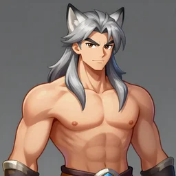 portrait muscular handsome hero fantasy art heartstone video game icon, gray hair over ears, long bangs, silver fox, 2 d game art gta cover, official fanart behance hd artstation by jesper ejsing, by rhads, makoto shinkai and lois van baarle, ilya kuvshinov, rossdraws
