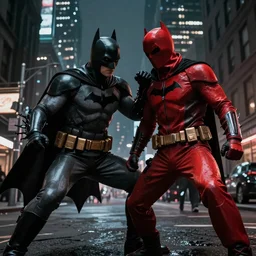 “batman fighting the red hood in Gotham city n- 6”